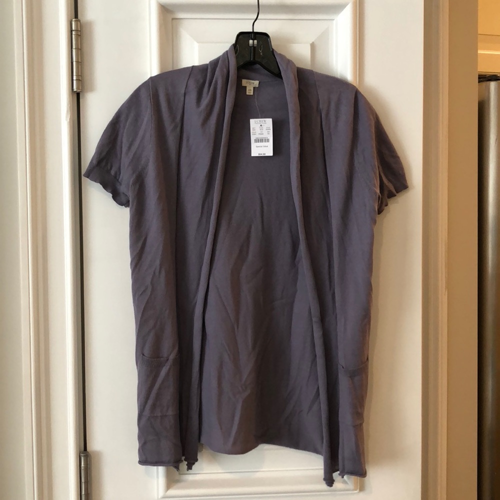 J Crew purple short sleeve cardigan